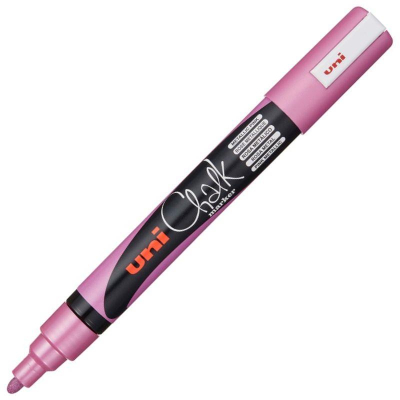 Маркер-жидкий мел Uni Chalk Marker  2.5мм  металлик розовый